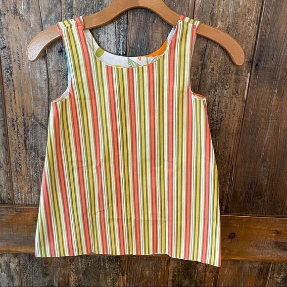 Toddler New Handmade Reversible Retro Large Flower Cotton Summer Strap Dress - Picture 5 of 7